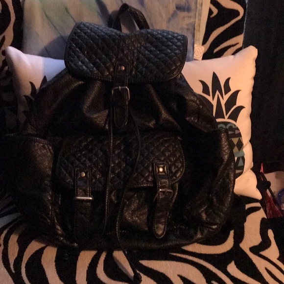 Aeropostale Handbags - Black Vegan Leather Aeropostale Backpack